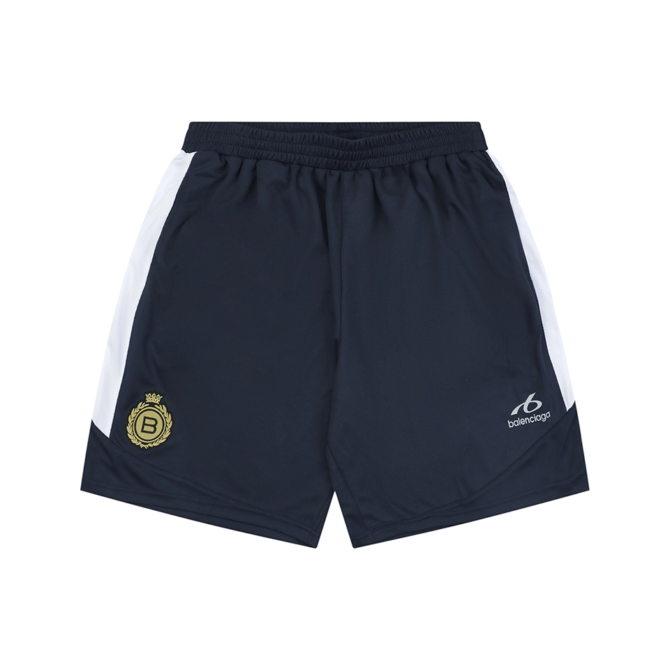 Balenciaga Wheat Crest Football Shorts Navy Front view