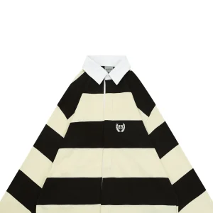 Balenciaga Wheat Double-B Striped Polo Shirt