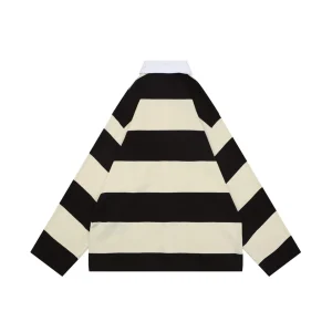 Balenciaga Wheat Double-B Striped Polo Shirt Back view