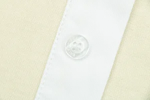 Balenciaga Wheat Double-B Striped Polo Shirt Button