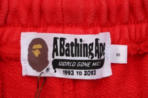 Bape Ape Head Embroidered Logo Sweat Shorts Red Brand label