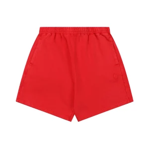 Bape Ape Head Embroidered Logo Sweat Shorts Red Front view