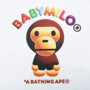 Bape Baby Milo Graphic Print T-Shirt White Front Print