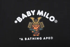 Bape Baby Milo Samurai Graphic T-Shirt Black Front Print