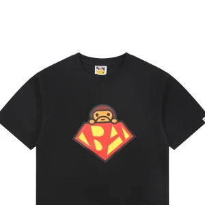 Bape Baby Milo Superman Graphic T-Shirt Black