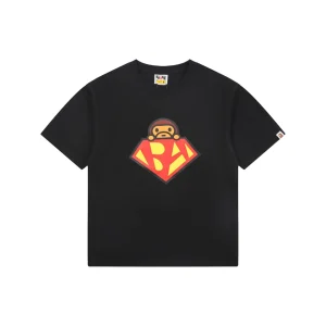 Bape Baby Milo Superman Graphic T-Shirt Black Front view