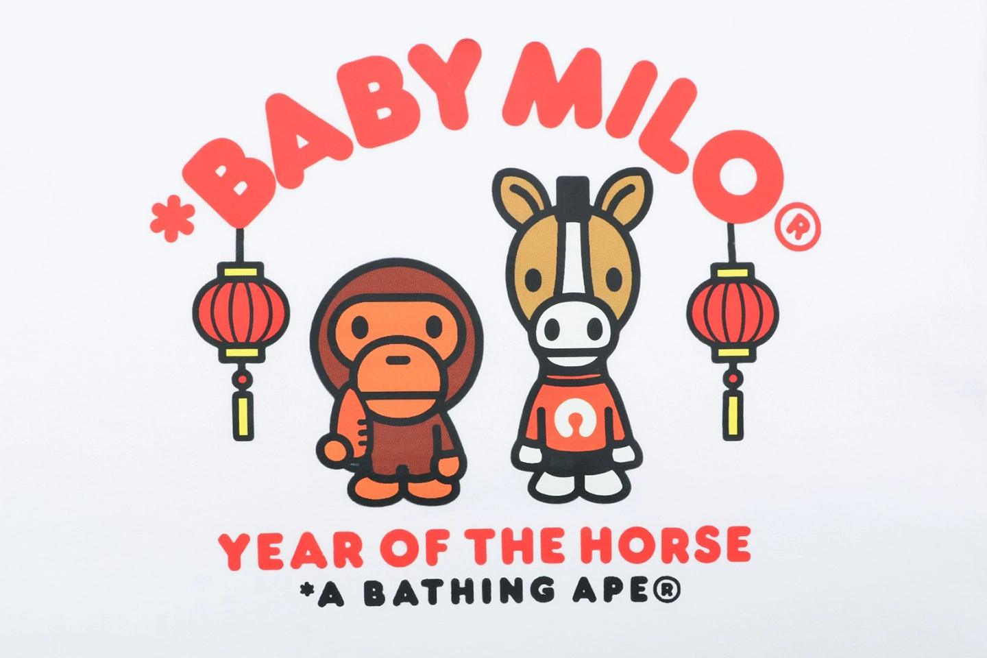 Bape Baby Milo Year of the Horse Graphic T-Shirt White Front Print