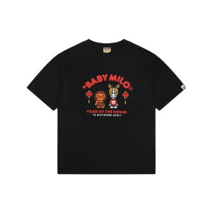 Bape Baby Milo Year of the Horse Graphic T-Shirt Black Front view