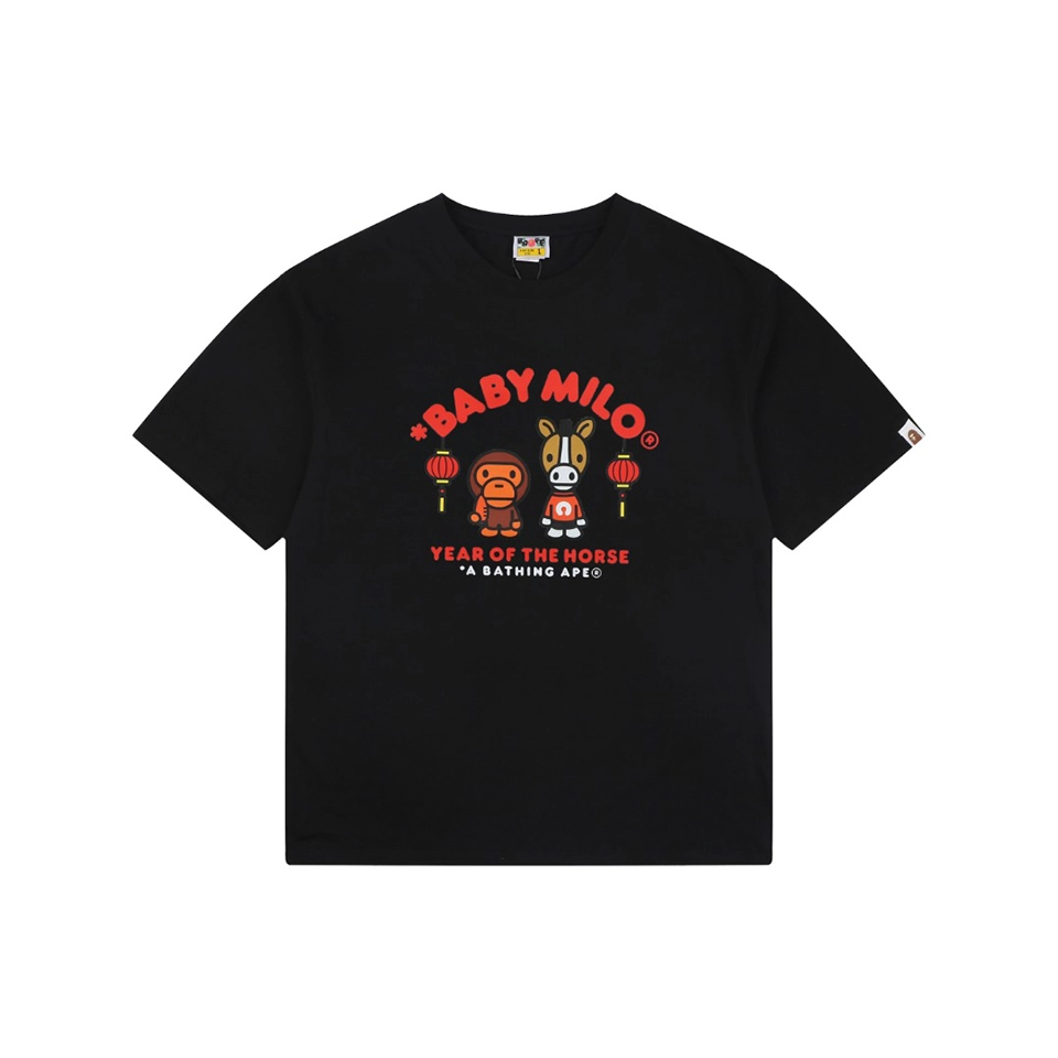 Bape Baby Milo Year of the Horse Graphic T-Shirt Black Front view