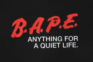 Bape Red Logo Graphic T-Shirt Black Front Print