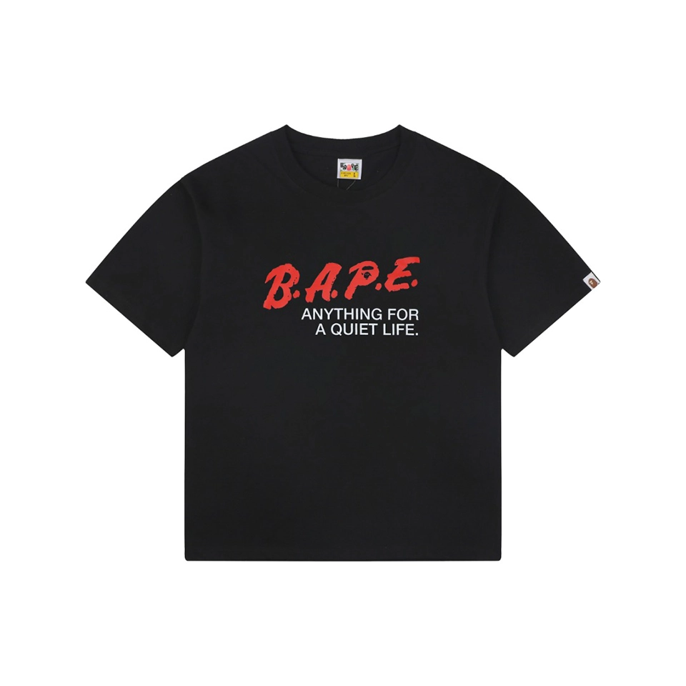 Bape Red Logo Graphic T-Shirt Black Front view