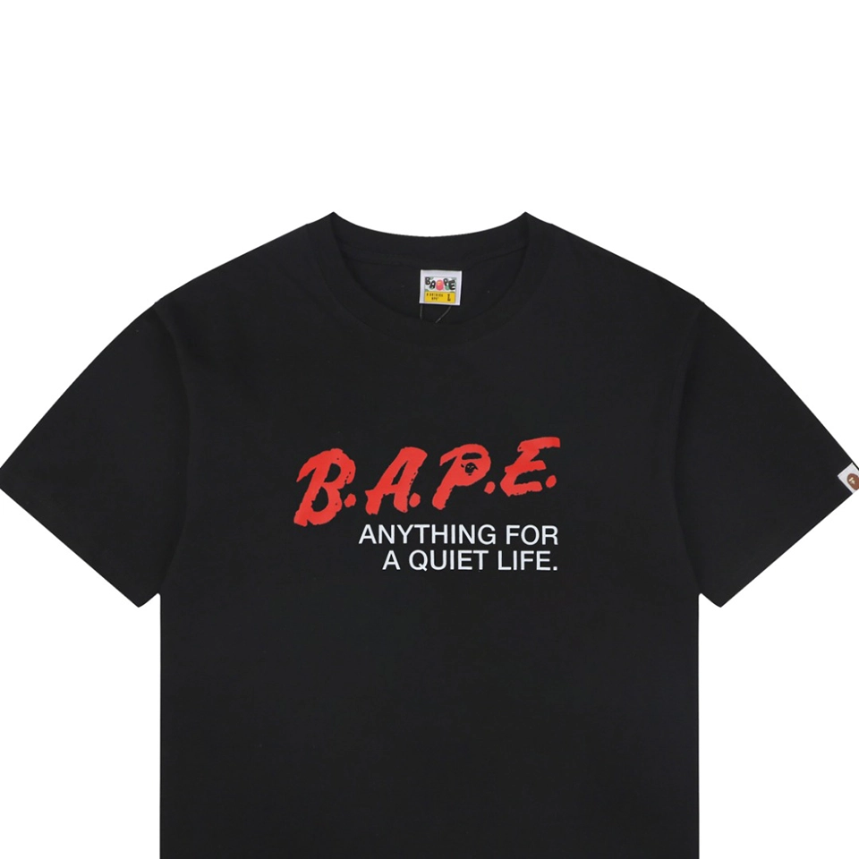 Bape Red Logo Graphic T-Shirt Black