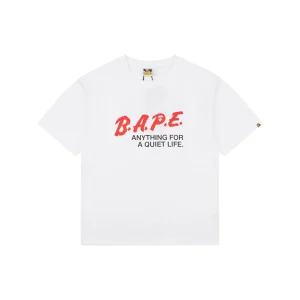Bape Red Logo Graphic T-Shirt White Front view