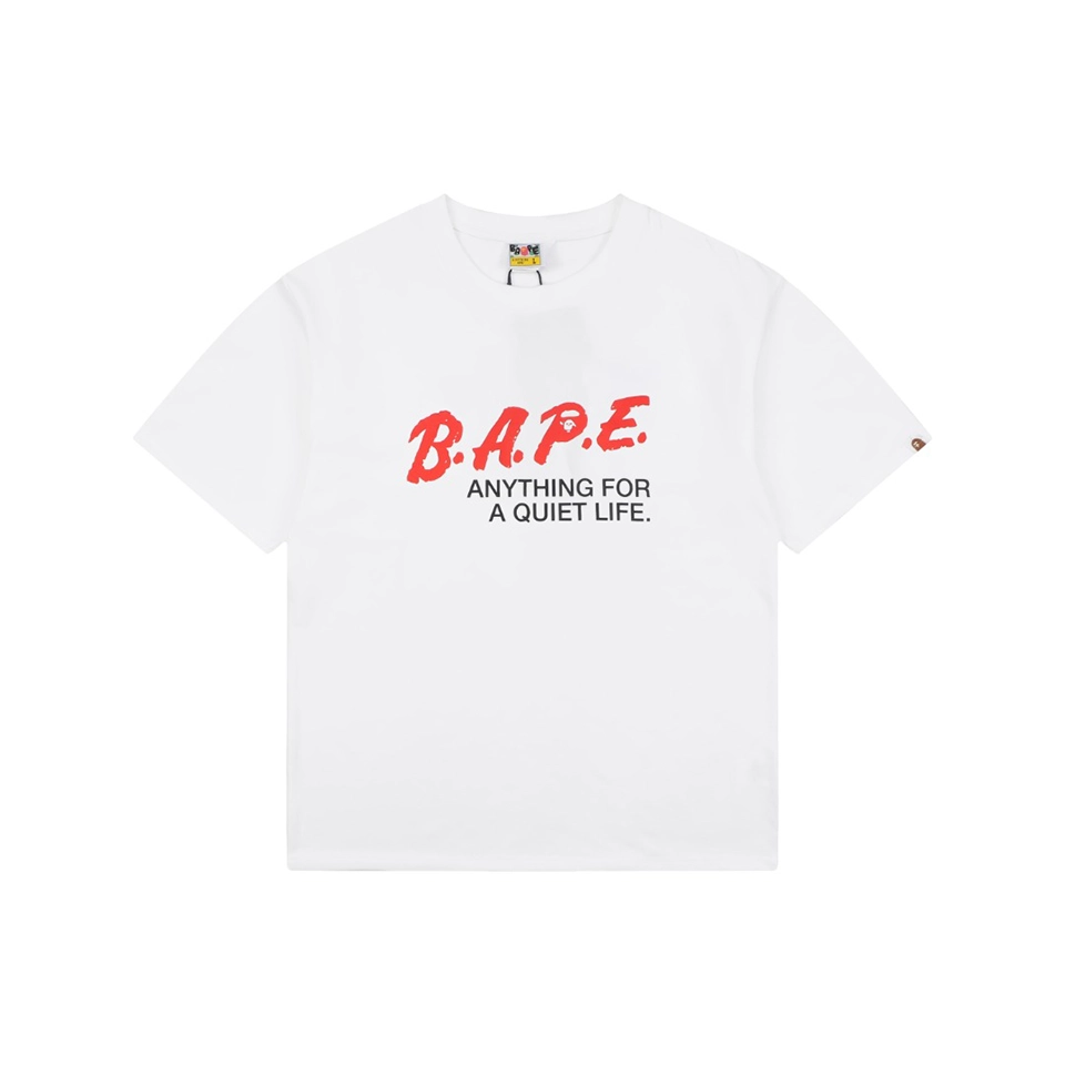 Bape Red Logo Graphic T-Shirt White Front view