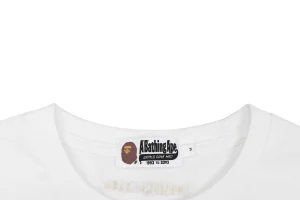 Bape Rhinestone Ape Head Graphic T-Shirt White Collar