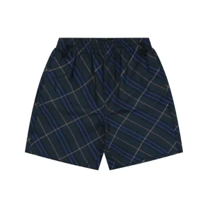 Burberry Blue Tartan Nylon Shorts Front view