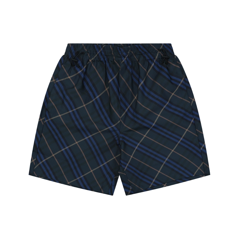 Burberry Blue Tartan Nylon Shorts Front view