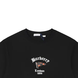 Burberry Check Flag Embroidered T-Shirt Black