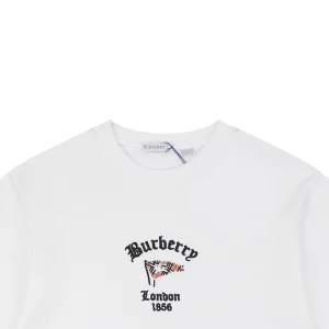 Burberry Check Flag Embroidered T-Shirt White