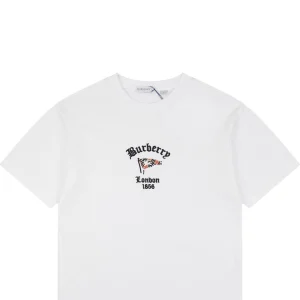 Burberry Check Flag Embroidered T-Shirt White