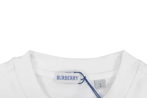 Burberry Check Flag Embroidered T-Shirt White Collar
