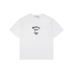 Burberry Check Flag Embroidered T-Shirt White Front view