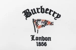 Burberry Check Flag Embroidered T-Shirt White Front Print