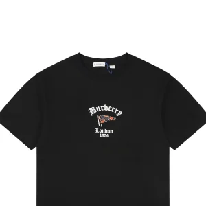 Burberry Check Flag Embroidered T-Shirt Black
