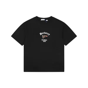 Burberry Check Flag Embroidered T-Shirt Black Front view