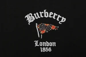 Burberry Check Flag Embroidered T-Shirt Black Front Print