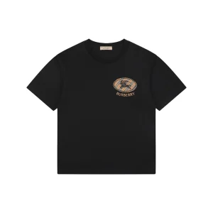 Burberry Check Knight Emblem T-Shirt Black Front view