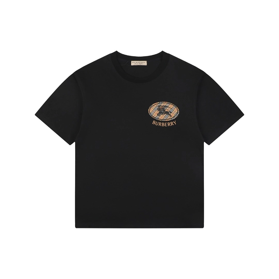 Burberry Check Knight Emblem T-Shirt Black Front view