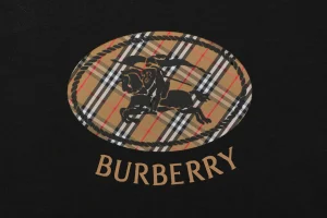 Burberry Check Knight Emblem T-Shirt Black Front Print