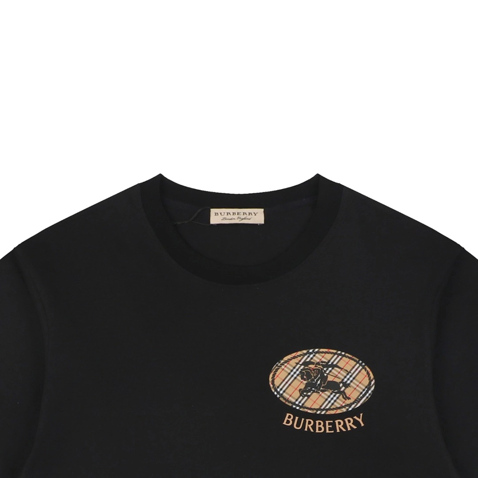 Burberry Check Knight Emblem T-Shirt Black