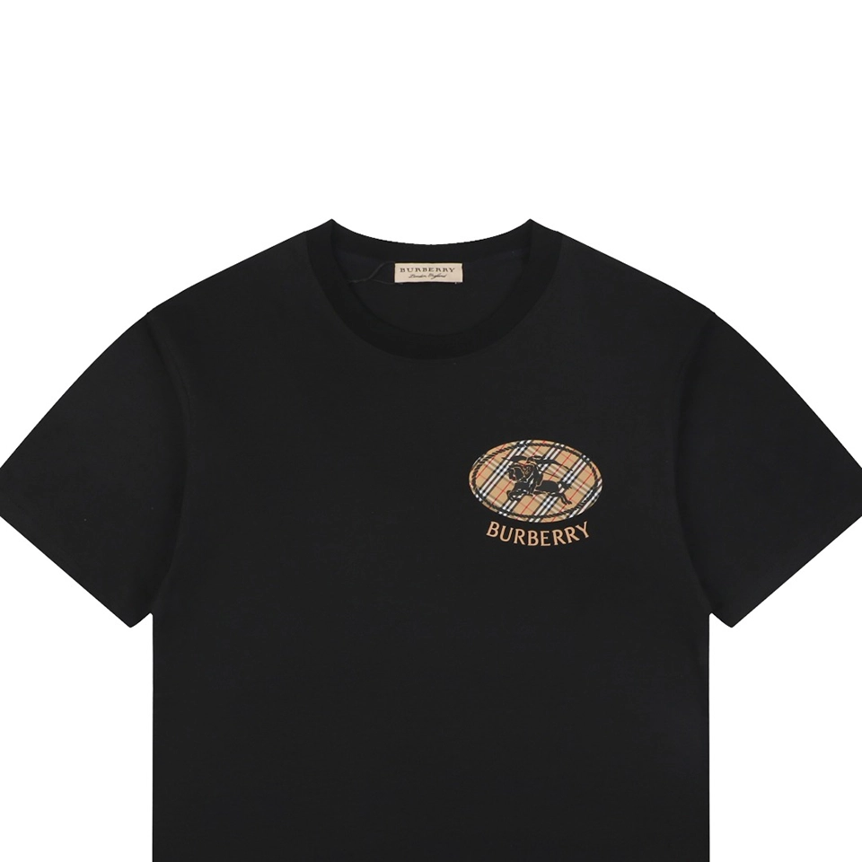 Burberry Check Knight Emblem T-Shirt Black
