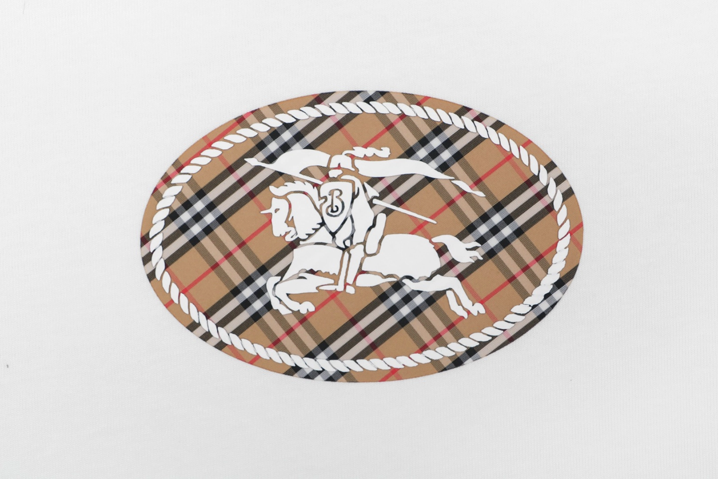 Burberry Check Knight Emblem T-Shirt White Front Print