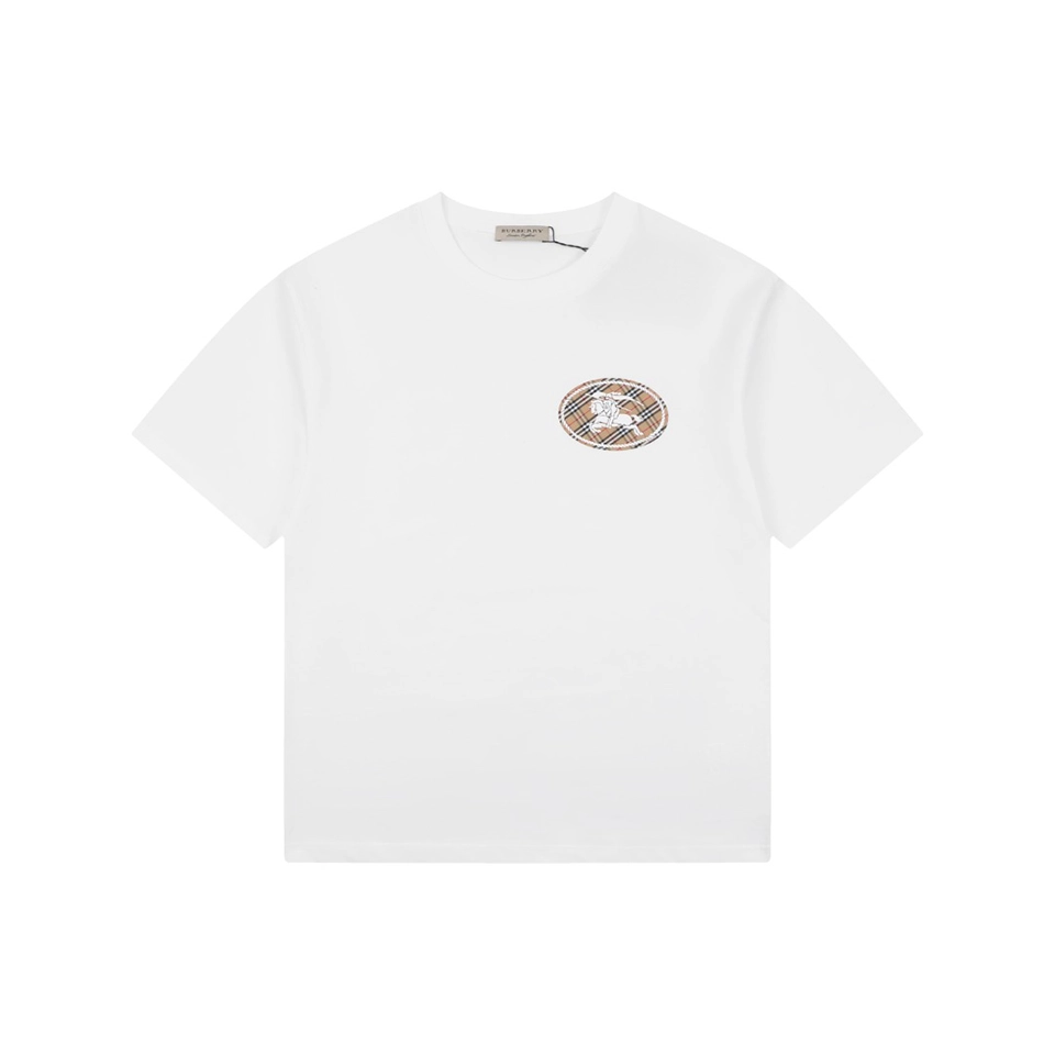 Burberry Check Knight Emblem T-Shirt White Front view