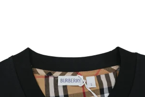 Burberry Check Sleeve Logo Embroidered T-Shirt Black Collar