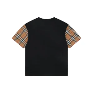 Burberry Check Sleeve Logo Embroidered T-Shirt Black Back view