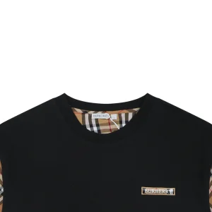 Burberry Check Sleeve Logo Embroidered T-Shirt Black