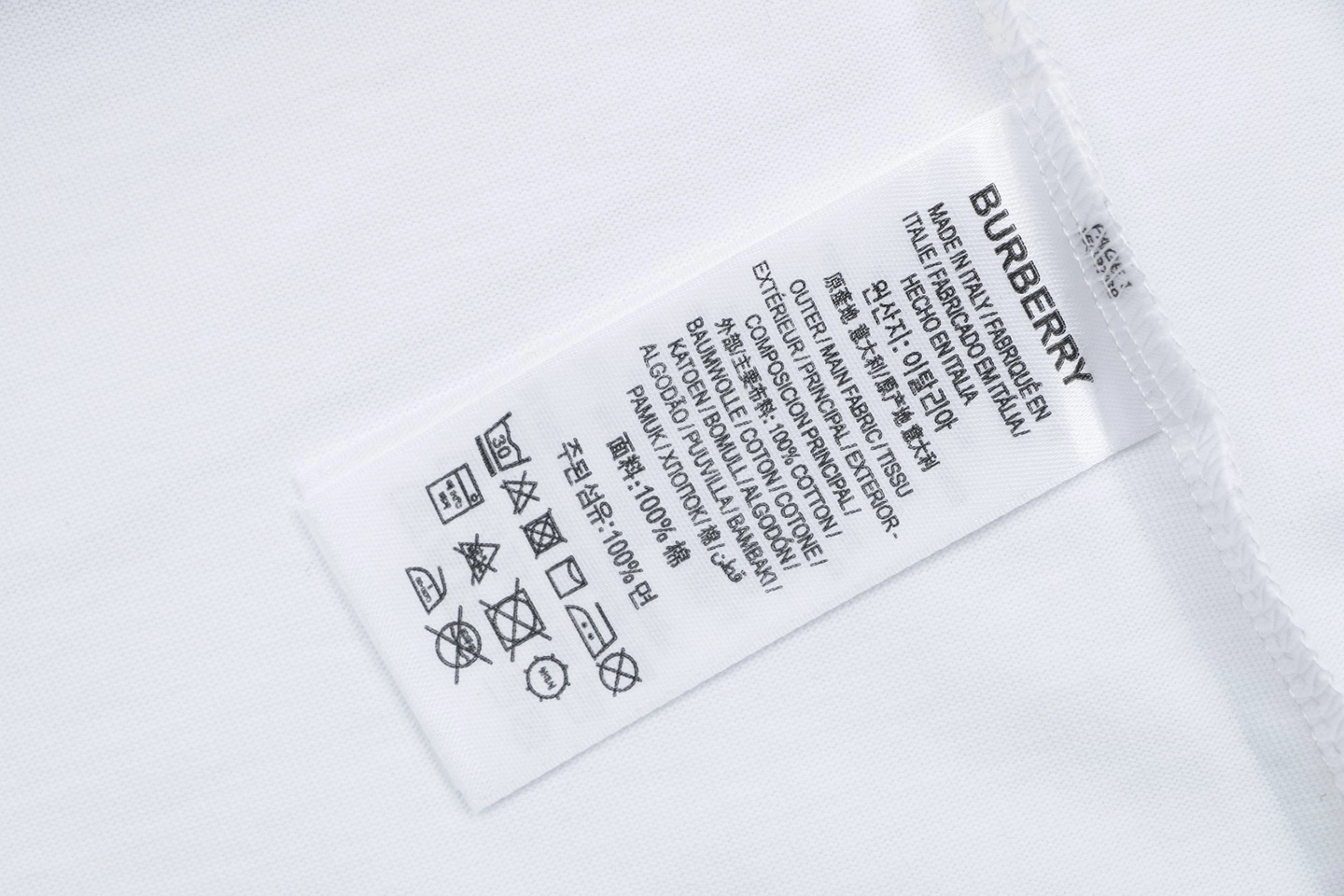 Burberry Check Sleeve Logo Embroidered T-Shirt White Wash label