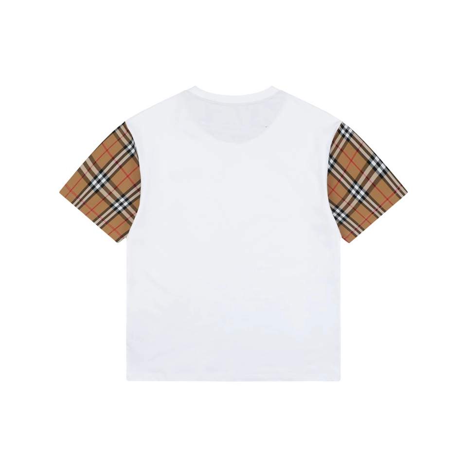 Burberry Check Sleeve Logo Embroidered T-Shirt White Back view