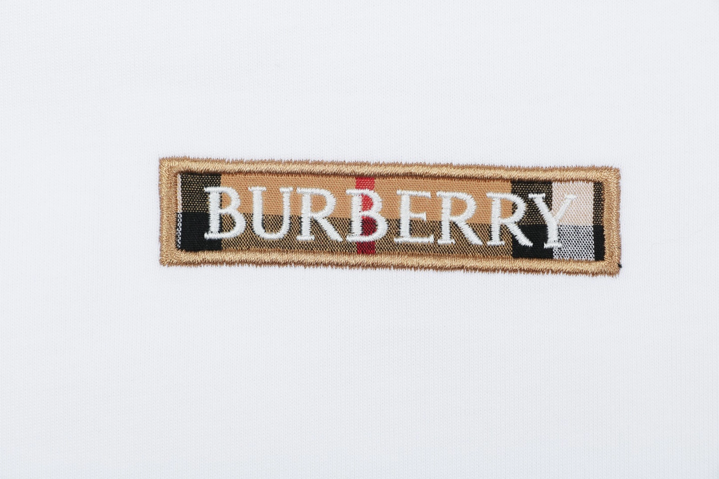 Burberry Check Sleeve Logo Embroidered T-Shirt White Brand