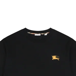 Burberry Check Trim Equestrian Knight Embroidered T-Shirt Black