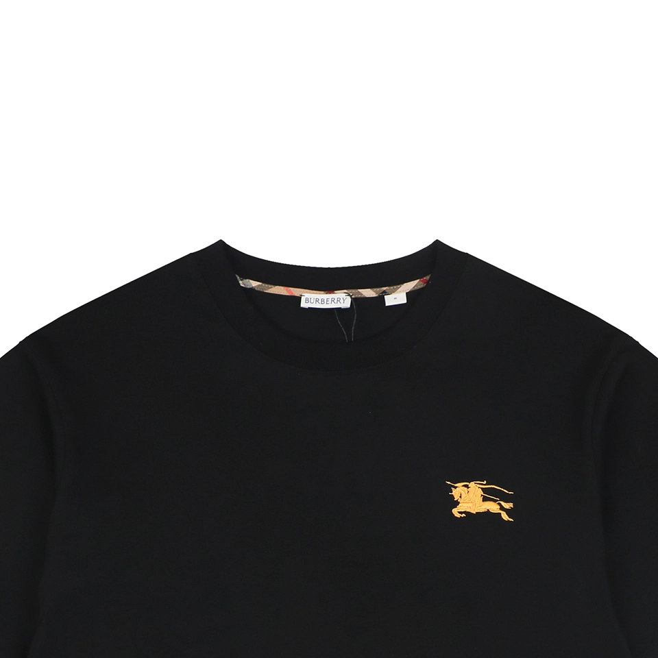 Burberry Check Trim Equestrian Knight Embroidered T-Shirt Black