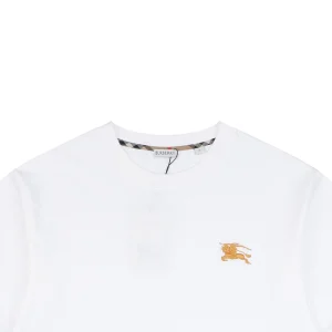 Burberry Check Trim Equestrian Knight Embroidered T-Shirt White