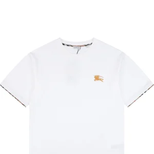 Burberry Check Trim Equestrian Knight Embroidered T-Shirt White