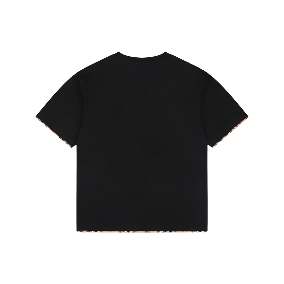Burberry Check Trim Equestrian Knight Embroidered T-Shirt Black Back view