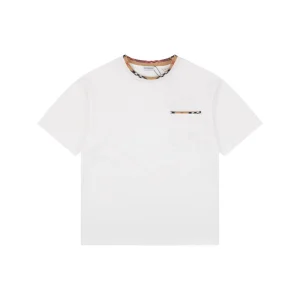 Burberry Check Trim Pocket Embroidered Horse Logo T-Shirt White Front view