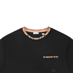 Burberry Check Trim Pocket Embroidered Horse Logo T-Shirt Black